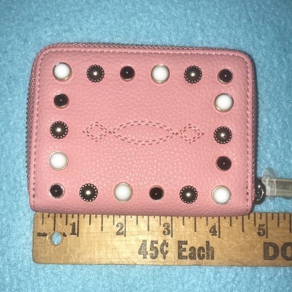 PINKO BAG leather embellished on both sides zipper wallet 4 inside pockets - Picture 5 of 10